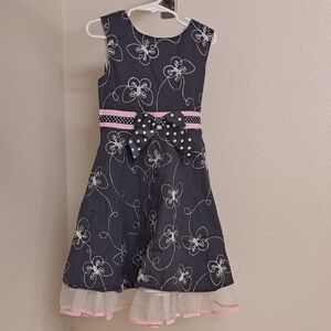 Charming Floral Kids Dress with Polka Dot Bow